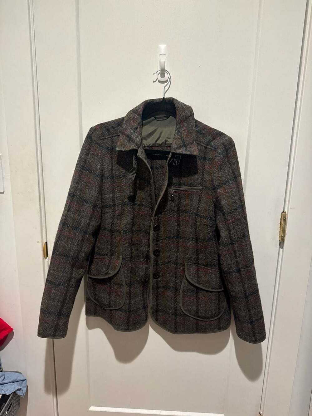 Bogner Harris Tweed Pure New Wool Plaid Hunting Style Jacket Women’s 12US/42EU